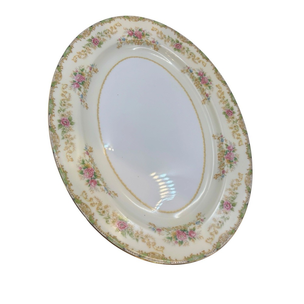 Vintage‎ Noritake Japan Pink Rose Gold Oval Serving Platter